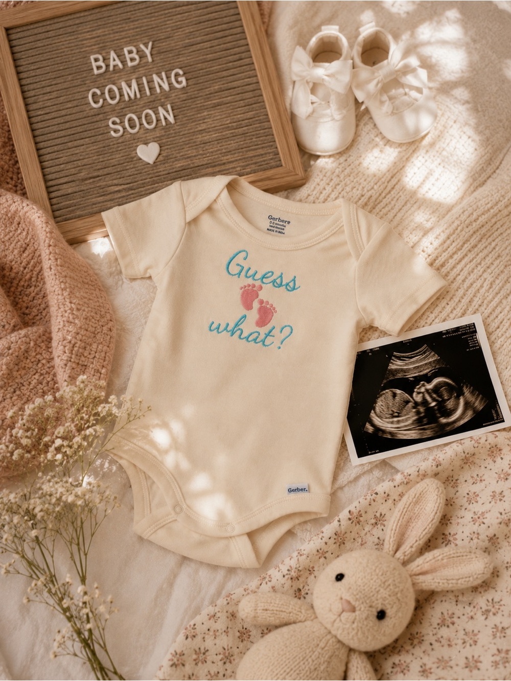 Custom embroidered pregnancy announcement onesie